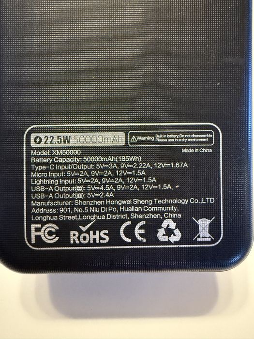 Baterie externa / power bank 50.000mAh 22.5W afisaj lanterna maner