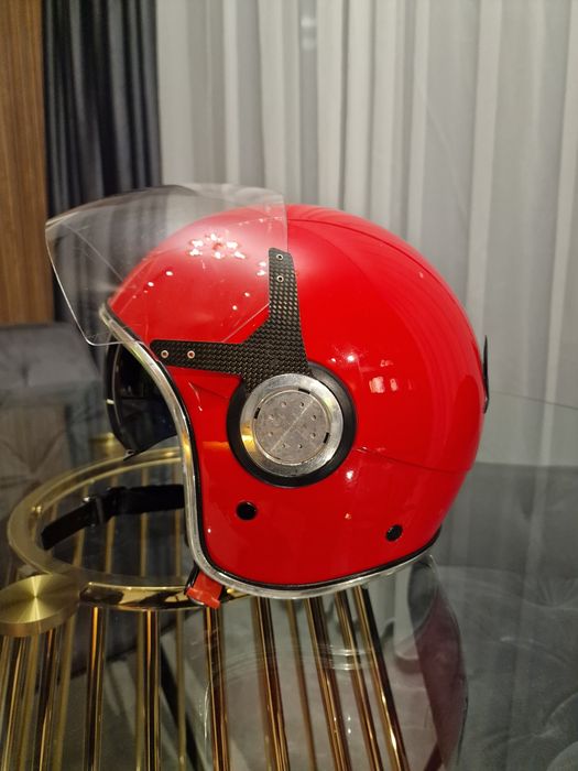 Casca originala Vespa VJ Marime M  cu viziera, Red Rosie