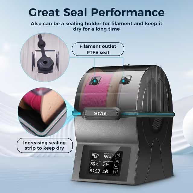 Dryer filament Sovol SH02, 2 role, incalzire PTC, display, PLA/PETG/ABS/TPU