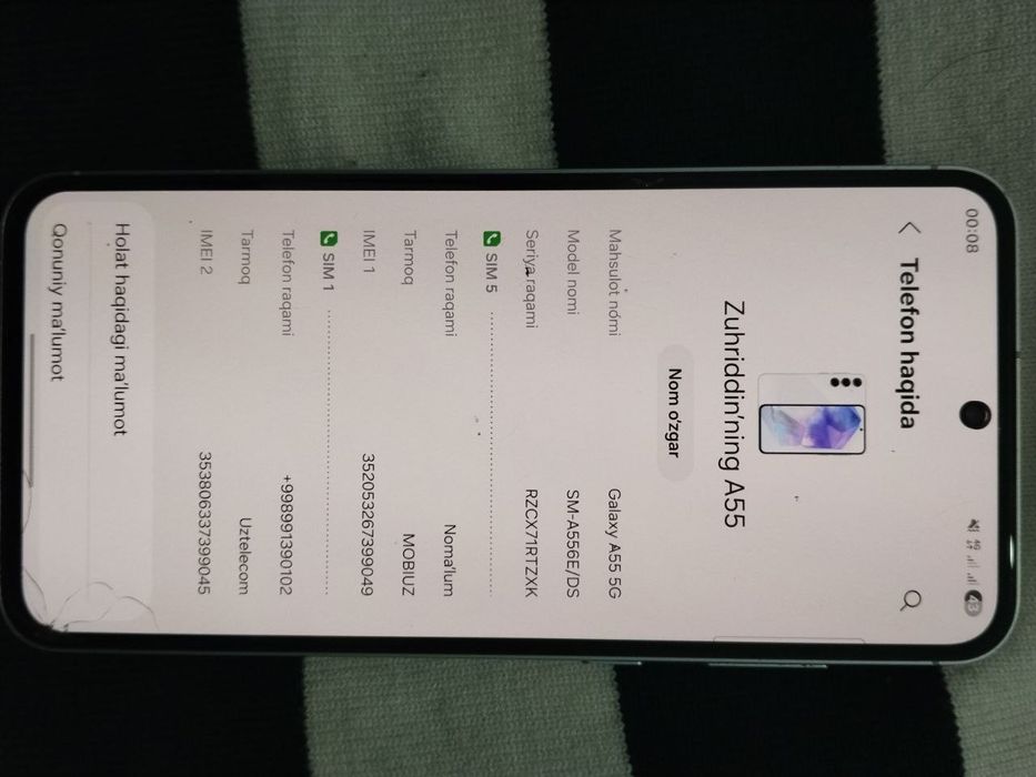 Samsung A55 5G 8ga 256Gb
