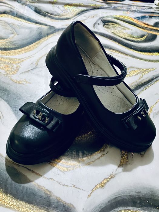 Школьные туфли.Для девочек.Кожа.Чёрные.Детский Размер 35-36.