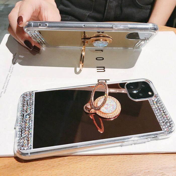 Husa oglinda cu pietricele si inel pt iPhone 11 , 11 Pro , 11 Pro Max