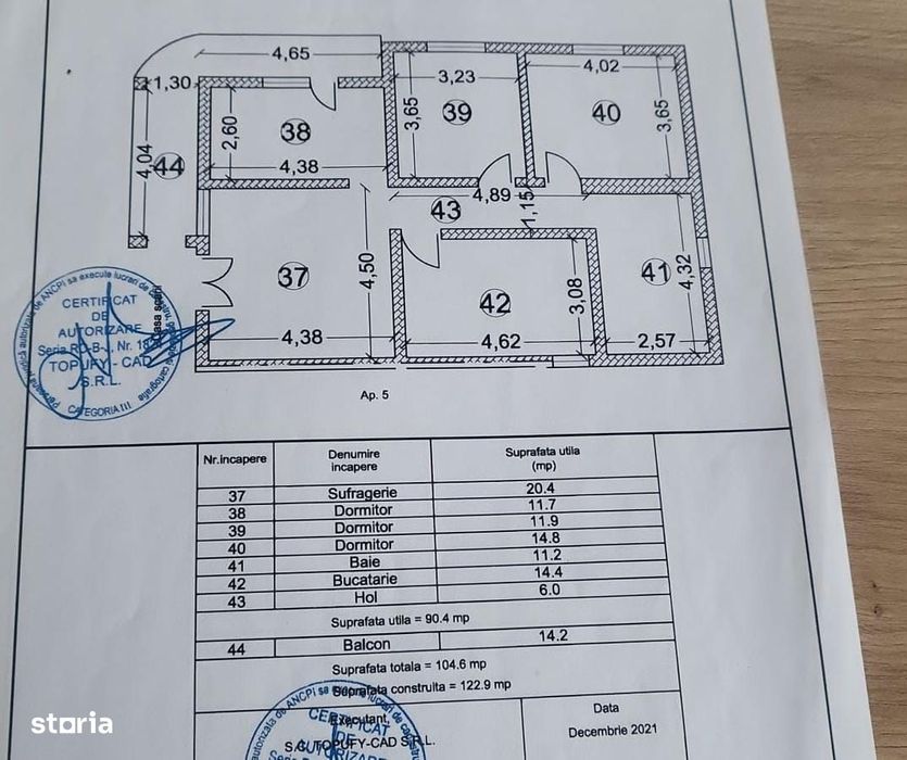Apartament 4 camere Strada Cuza - Petresti -etaj 2 - 105 mp