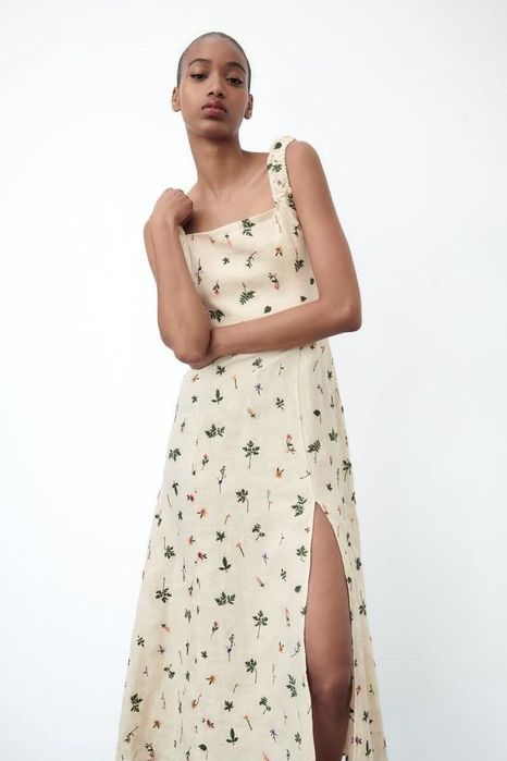 ZARA миди рокля с бродерия р-р С/М