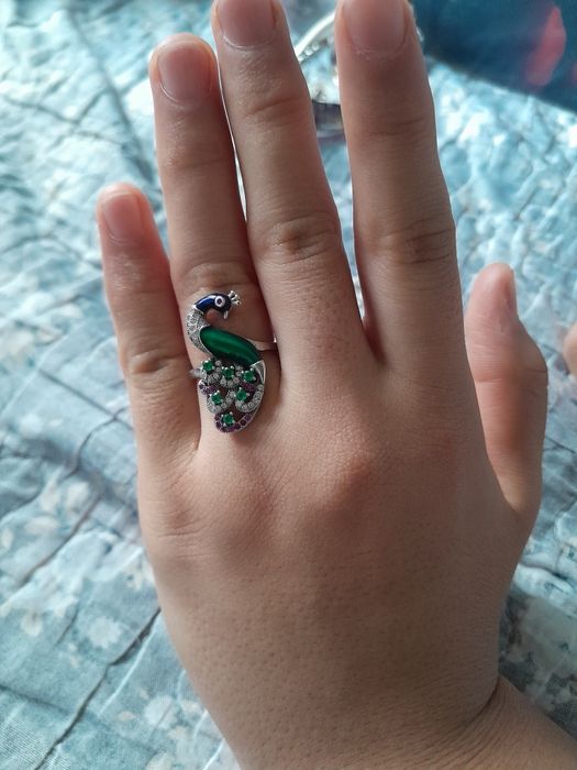 Серебряный кольцо павлина