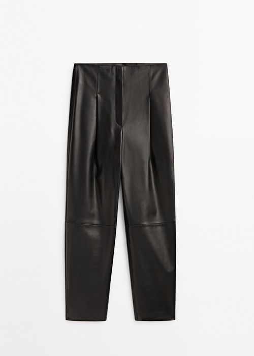 Pantaloni din piele nappa Massimo Dutti