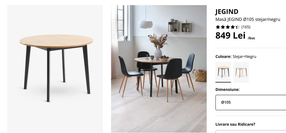 Masa rotunda 105 cm Jysk