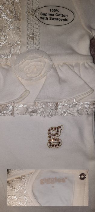 Шикарный на выписку слип комбинезон с камнями Сваровски