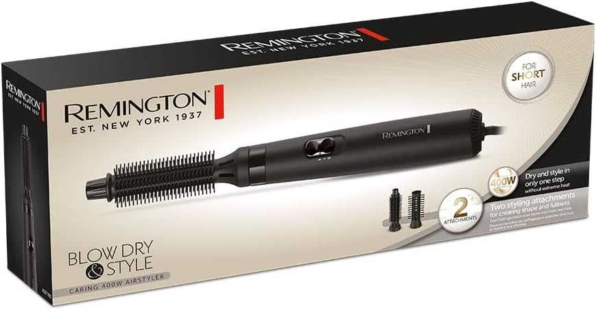 Четка за сушене и стилизиране с горещ въздух Remington AS7100, 400W, 2в1, Въртящ се кабел, Черен