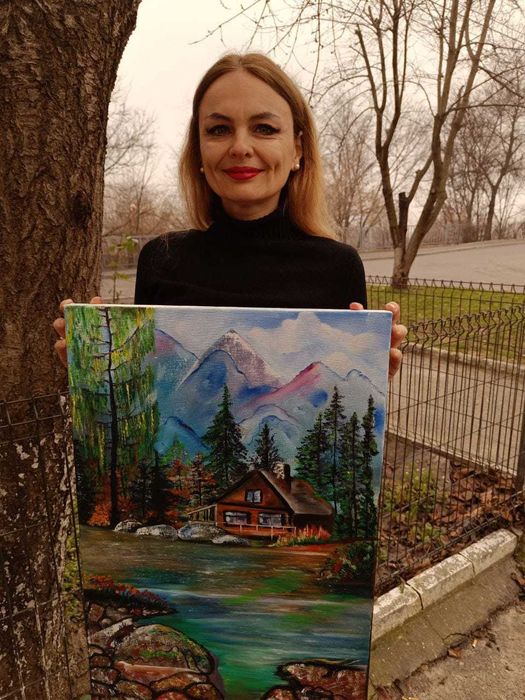 Vând tabloul „Casa lângă lac”