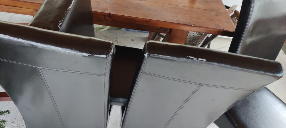 Scaune living sufragerie lemn masiv și piele ecologică