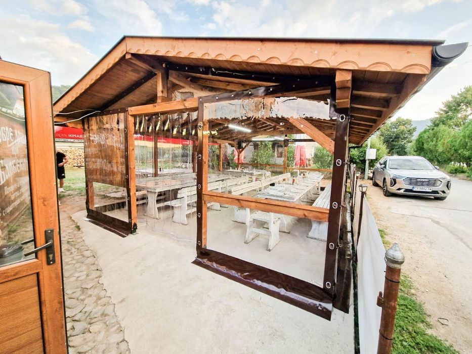 Ветроупорни завеси PVC винил ветрозащита акрилен сенници навеси тенти