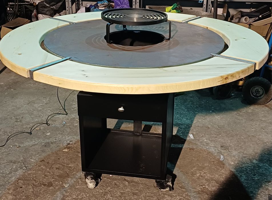 Gratar plită   de  85 cm sau  100 cm, grosime  10 cm cu blat  lemn.