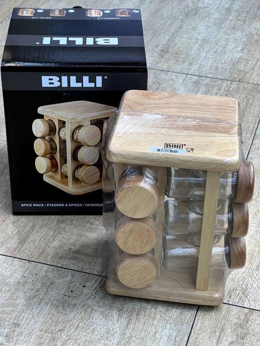 Деревянная подставка для специй BILLI 12 баночек (Made in Thailand, ко