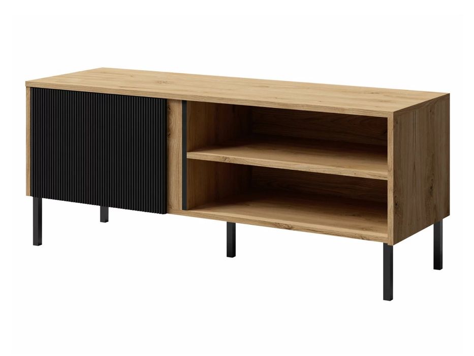 Comoda TV Riflaj Negru-Stejar 120cm