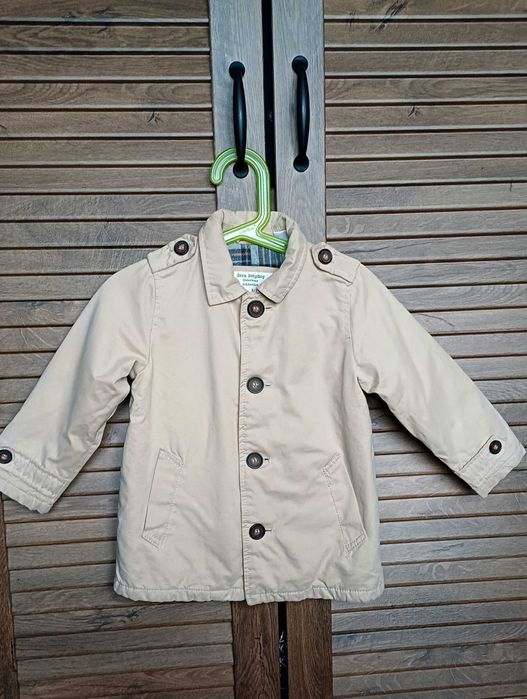ZARA-BABY Детско палтенце-тренчкот/парка в бежов цвят с топъл хастар