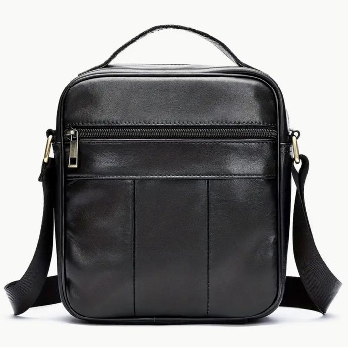 Мъжка кожена чанта за през рамо/Бутикова, Кафява и Черна -10%Промоция!