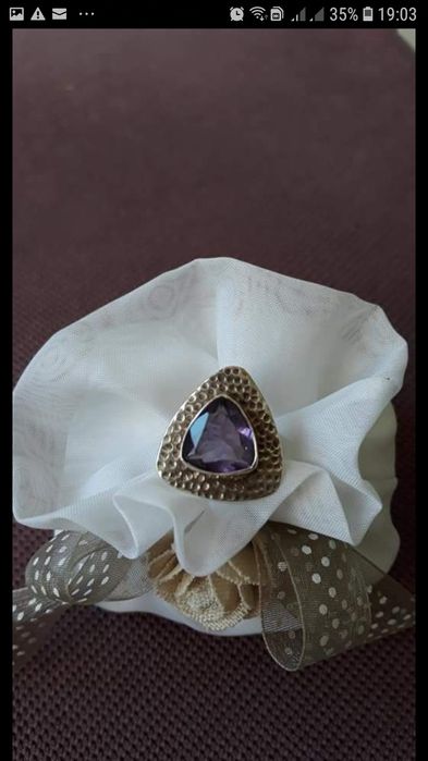 Inel argint 925 cu ametist, impecabil, mărime 17,5mm