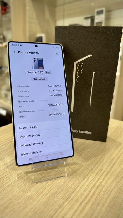 Samsung S25 Ultra 1TB/12gb Ram Titanium SilverBlue-100%baterie-Ca NOU!