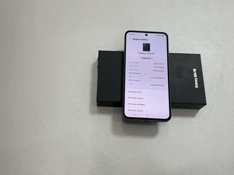 Samsung Galaxy S24 FE 5g, 128 gb, 8 gb ram, Graphite, la cutie