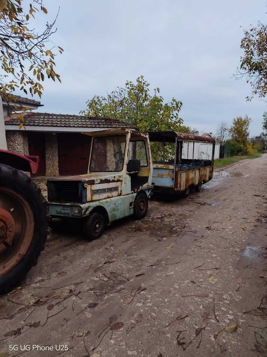 Мотокар- влекач с вагон, двигател перкинс за части или реставрация