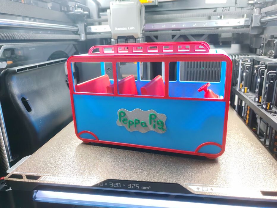 Autobuz de jucărie pentru figurine - Design vesel, Print 3D - Cadou pentru copii. PEPPA PIG