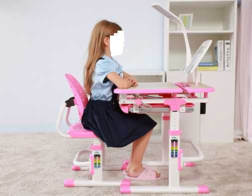 Birou Cu Scaunel Pentru Copii Reglabil Pe Inaltime ROZ