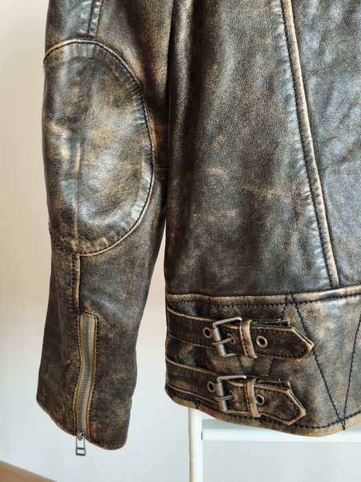 Geaca de piele biker, barbateasca Goosecraft