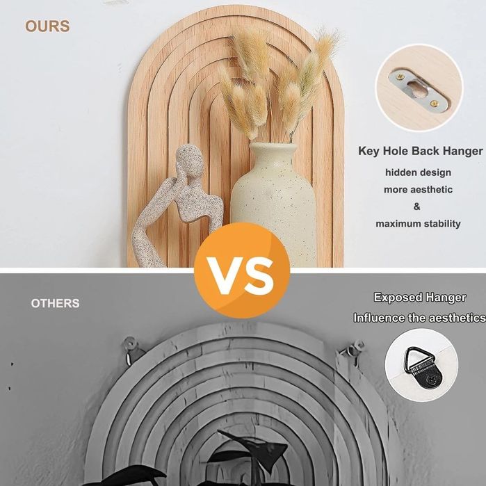 2 стенни рафта Boho Rainbow, изработени от дърво