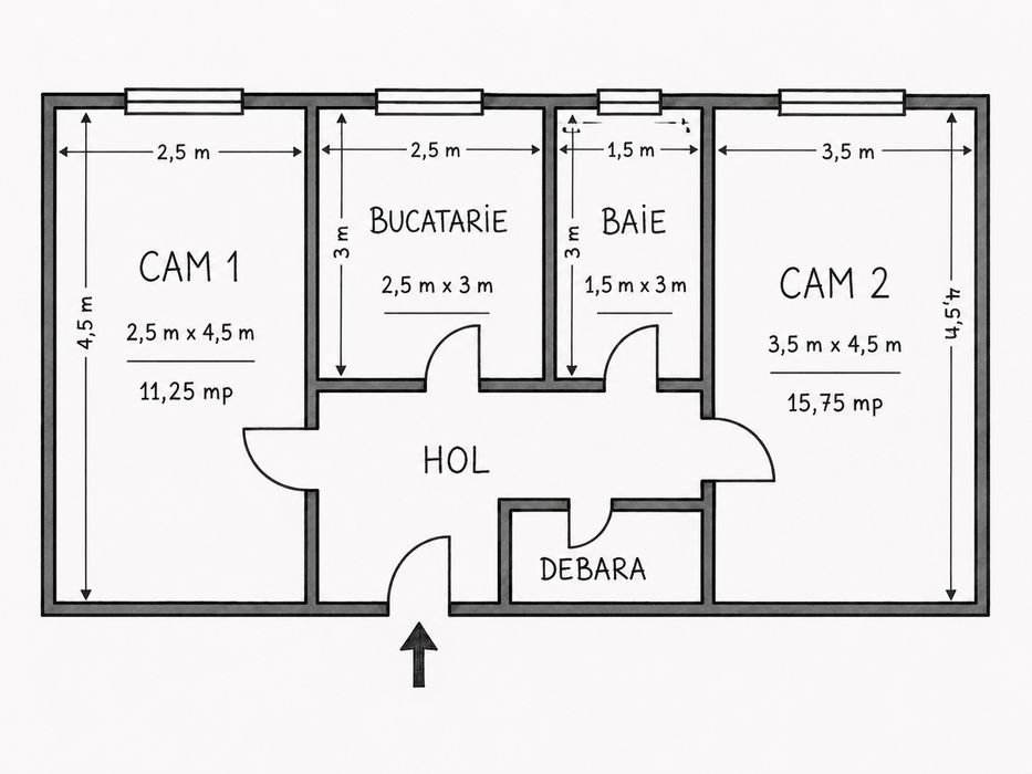 PROPRIETAR! Vând  apartament 2 camere decomandat , strada  Dacia