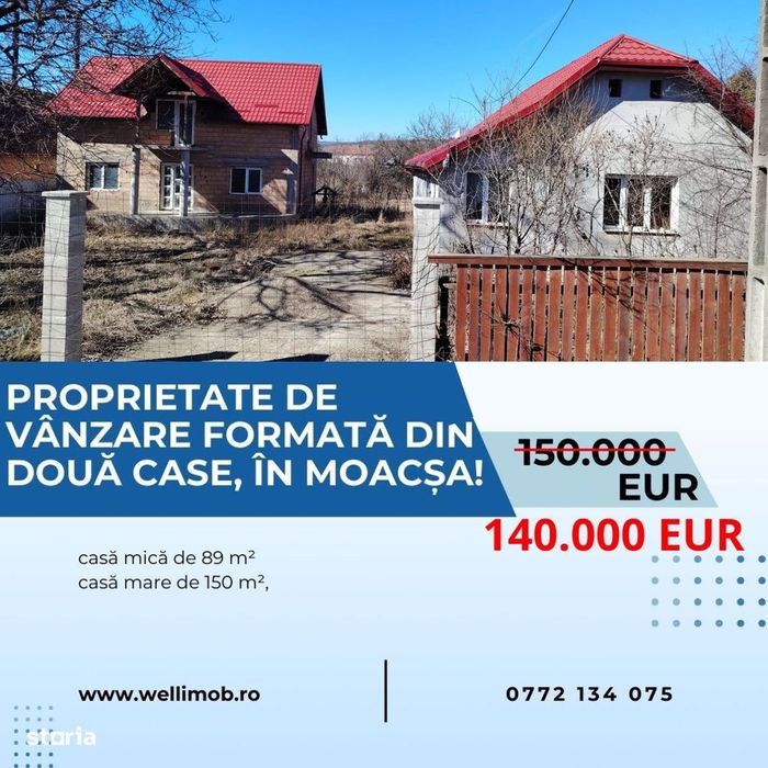 Proprietate de vânzare formată din două case, în Moacșa!