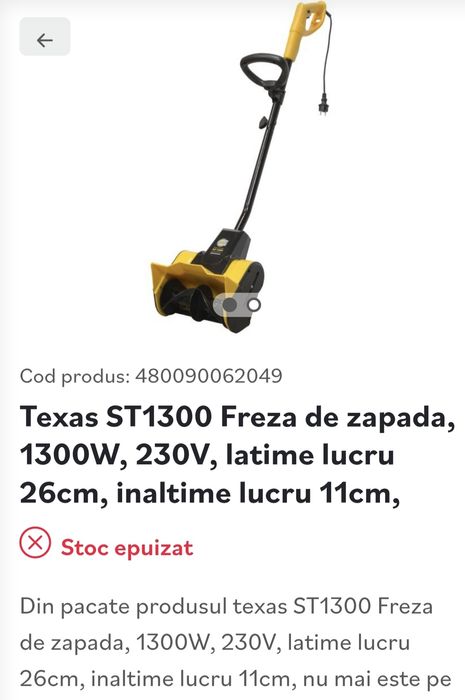 Freza de zapada electrica Texas 1300