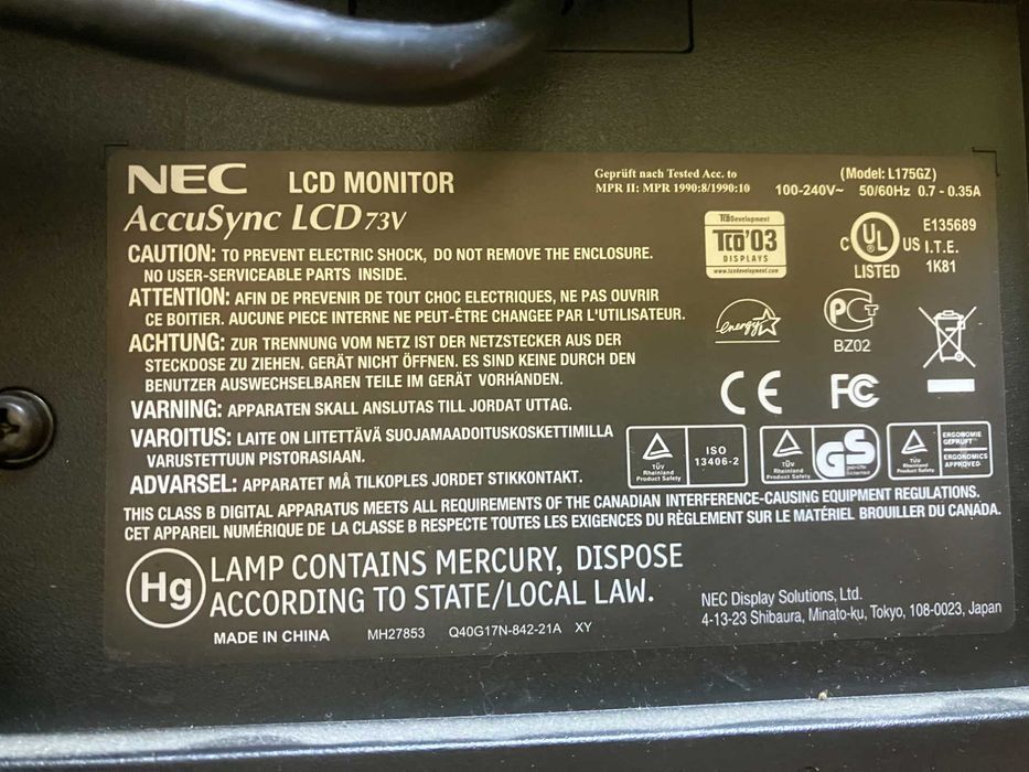 NEC AccuSync LCD73V