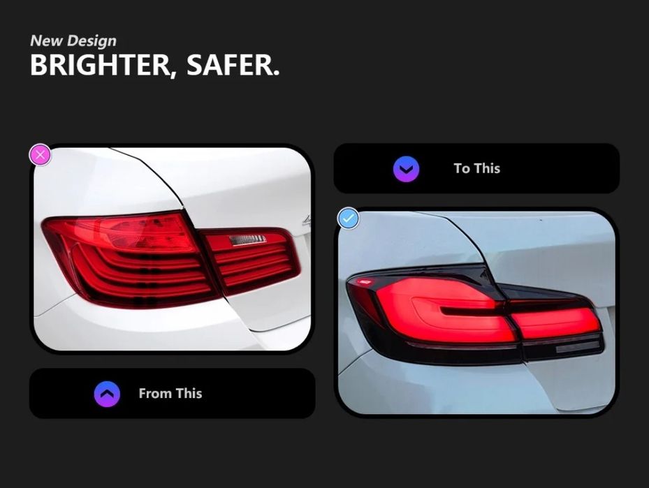 Тунинг стопове BMW 5 F10 F11 F18 2011 - 2017 г. визия на G серия DRL