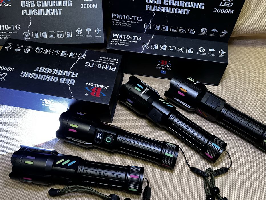 Най мощния Led тактически алуминиев фенер Li-ion power bank Tactical