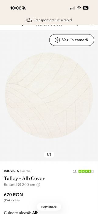 Covor rotund 200 cm Rugvista