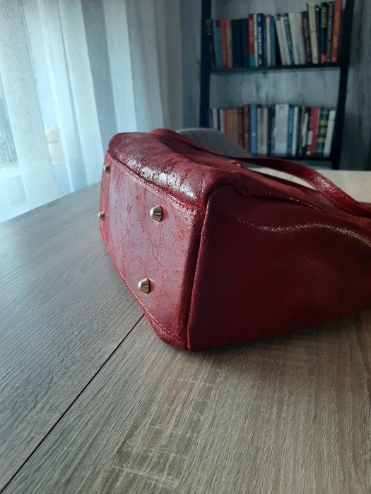 Geanta Enzo Bertini piele naturala culoare rosu stins