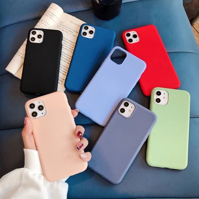 Husa slim anti-aderentă cu microfibra pt iPhone 11, 11 Pro, 11 Pro Max