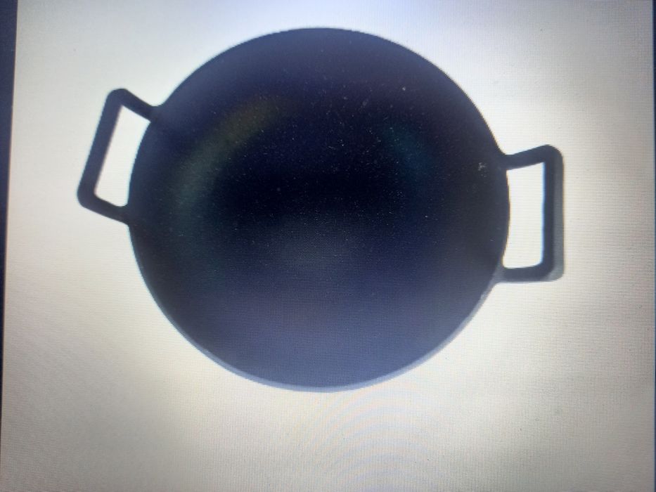 Wok fontă  cu capac din lemn 37 cm x 10 cm
