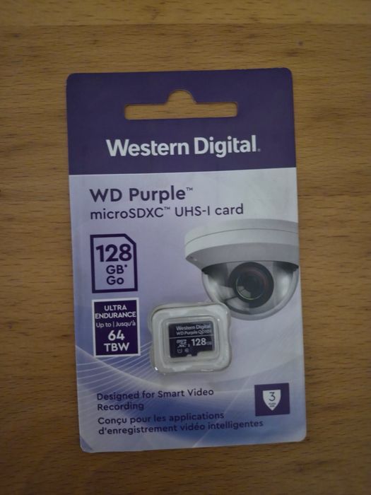 MicroSD Карта 128GB WD Purple – За Видеонаблюдение и Камери