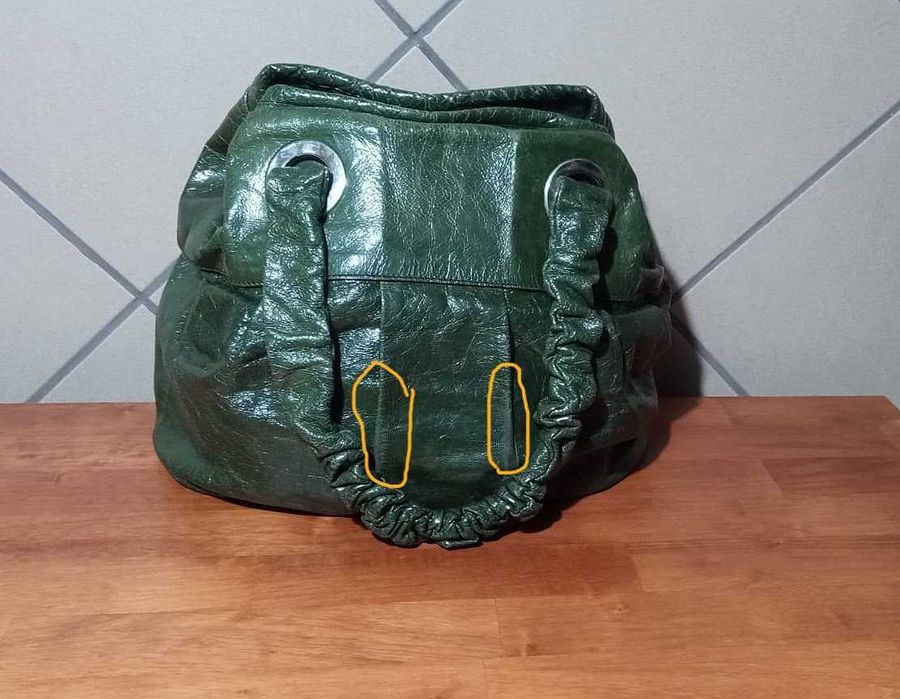 Geantă Nannini piele naturală verde oliv