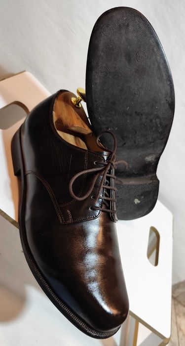 Pantofi derby 42.5 43 plain toe Vibram piele naturala maro