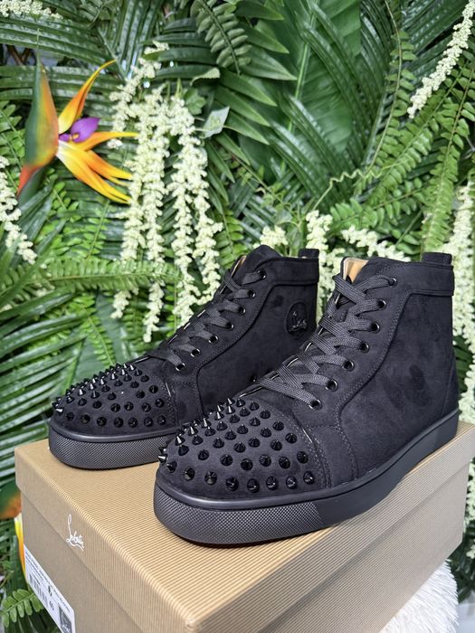 Christian Louboutin High Suede Black Spikes