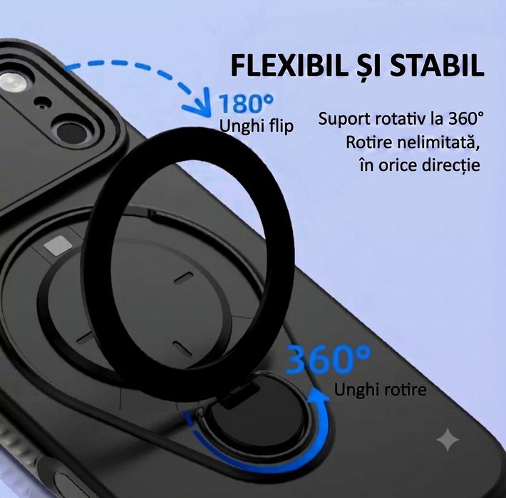 Huse De Protecție iPhone 16 Pro Max / 17 Pro Max cu suport rotativ 360° (Noi/Sigilate)