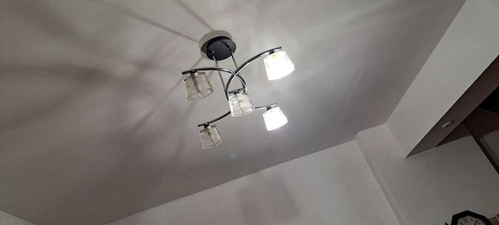 Lustra inox/sticla cu 4 si 5 becuri