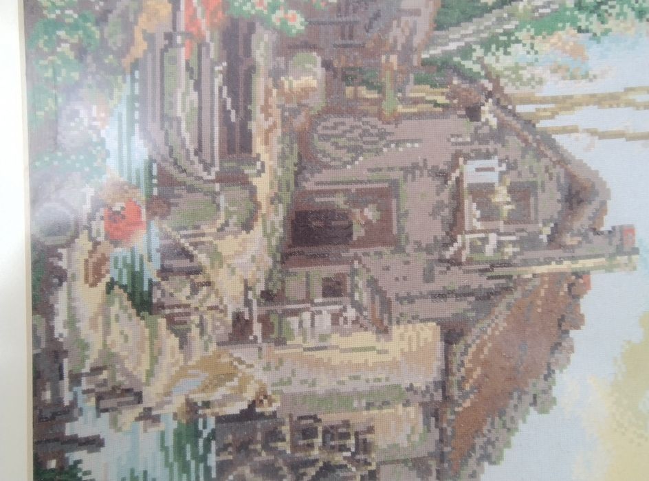 Голям гоблен "Воденицата на Буше" от 90те, с рамка