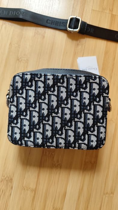 Geantă Dior Zipped Pouch cu Strap NOUĂ cu Etichetă - Blue Oblique Jacquard