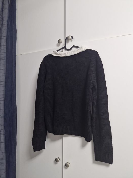 Cardigan negru elegant cu guler tricotat  M