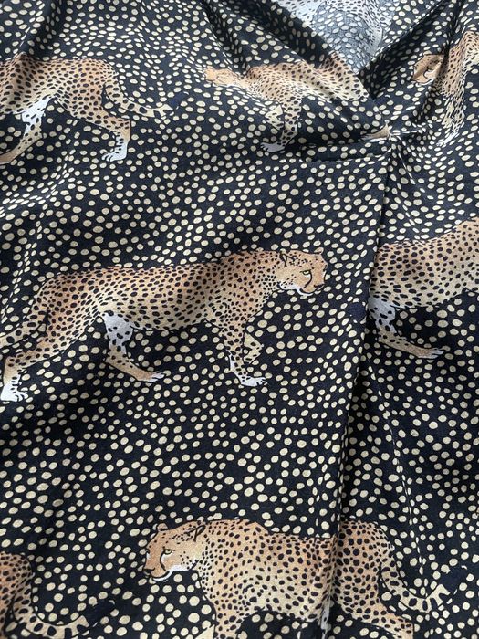 Bluza viscoza Mango,imprimeu negru-maro-crem animale,XL