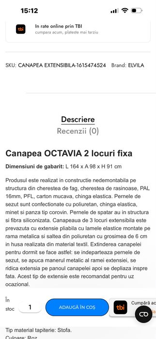 Canapea 2 locuri Octavia